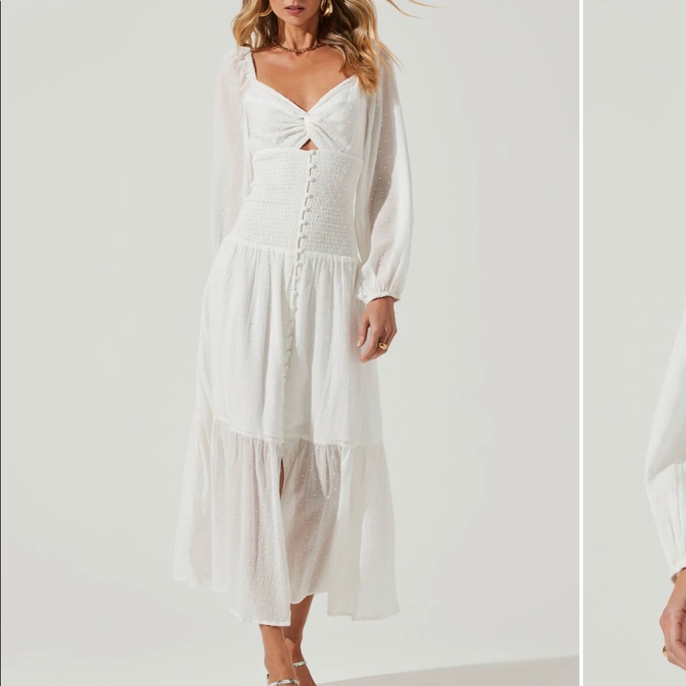 Astr the label long sleeve twist bust dress in size S